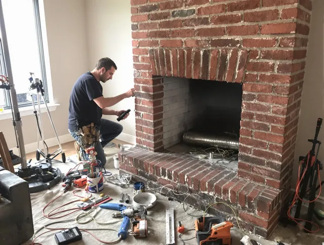 Westerly Chimney Sweep specialist finalizing chimney liner service in Westerly, RI
