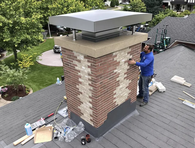 Westerly Chimney Sweep team working on a custom chimney remodel in Westerly, RI