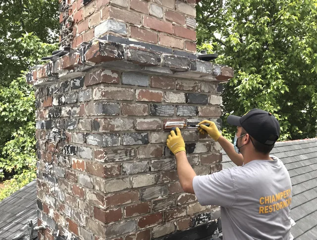 In-progress chimney restoration by Westerly Chimney Sweep in Westerly, RI