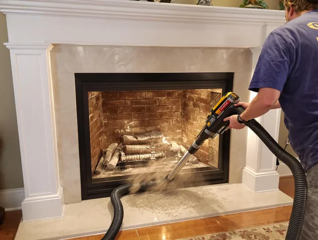 Fireplace cleaning performed by Westerly Chimney Sweep in Westerly, RI