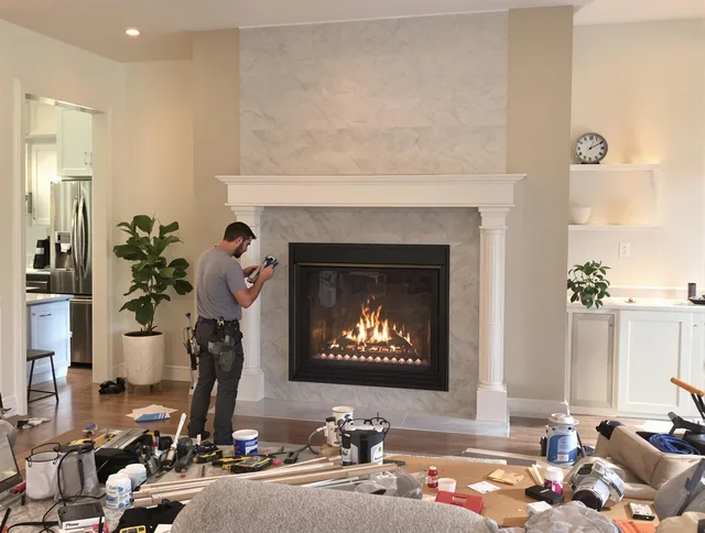 Newly installed fireplace by Westerly Chimney Sweep in Westerly, RI